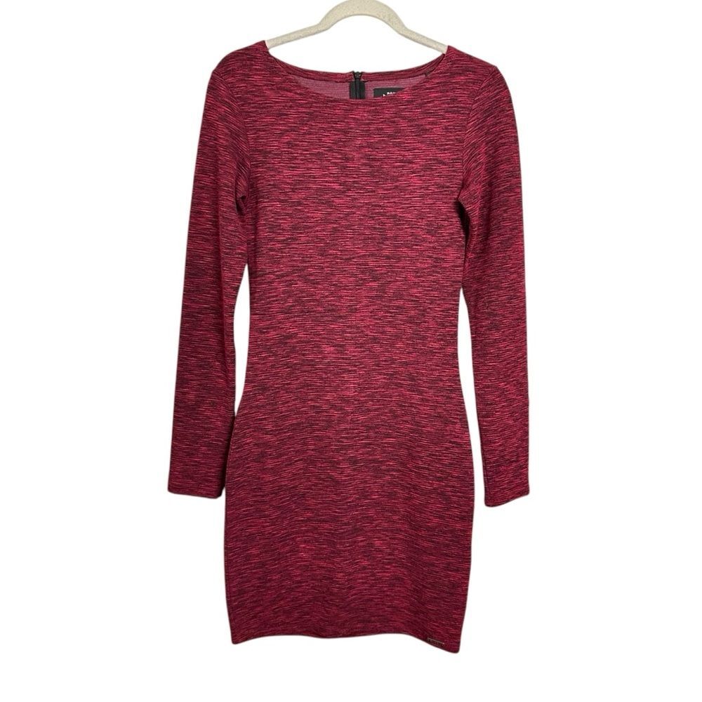 Superdry Women Sz S Augusta Body-con Knit Dress Heathered Red Black Knee Length